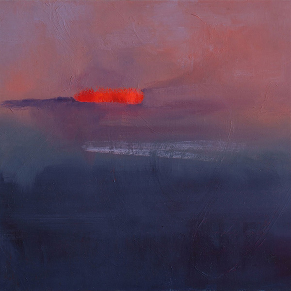 painting of a scarlet cloud in a purple sky