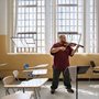man playing viola