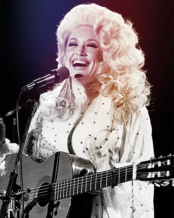 photo Dolly Parton onstage with a guitar