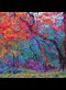an abstract painting of a forest