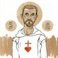 ink and brown watercolor illustration of Charles de Foucald