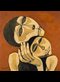 cubist artwork of a mother embracing her child