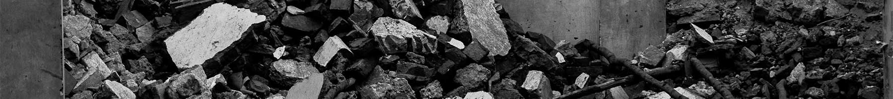 black and white photo of rubble