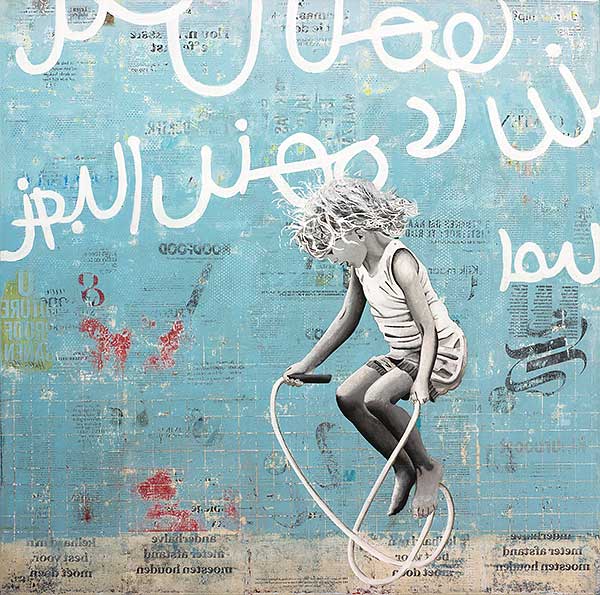 artwork of a girl jumping rope