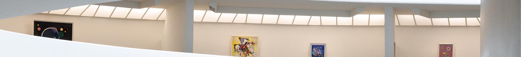 view of a display of Kandinsky pieces in the Guggenheim