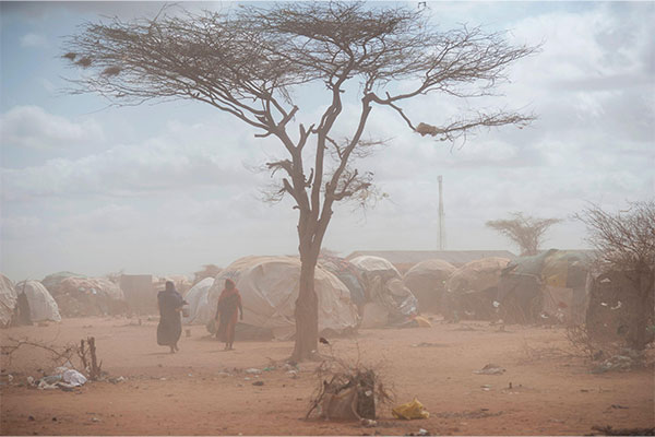 sandstorm at a refugee camp in Kenya