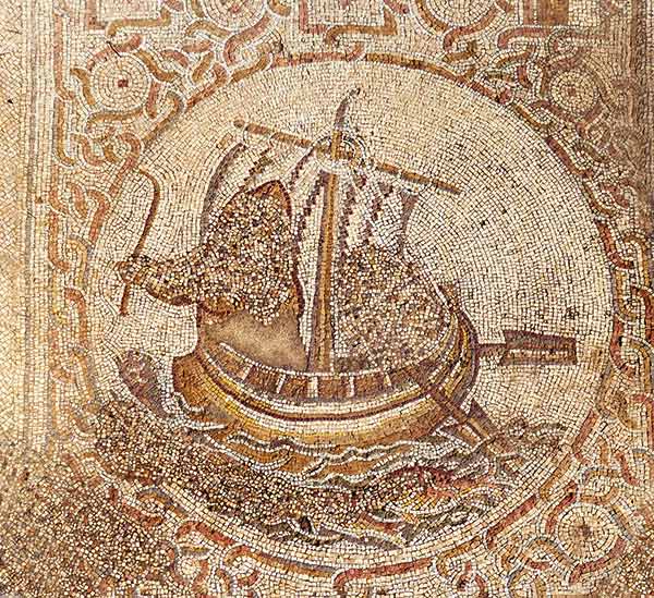 mosaic of a fishing boat