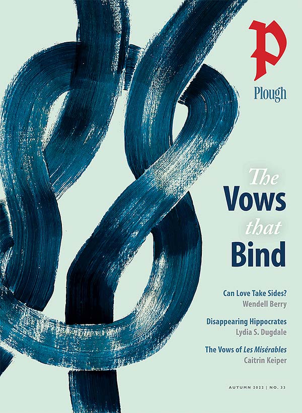 Front cover of Plough Quarterly 33: The Vows that Bind, depicting a painted blue knot