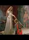 a queen knighting a squire with a sword
