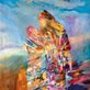 impressionistic painting of two people standing side by side