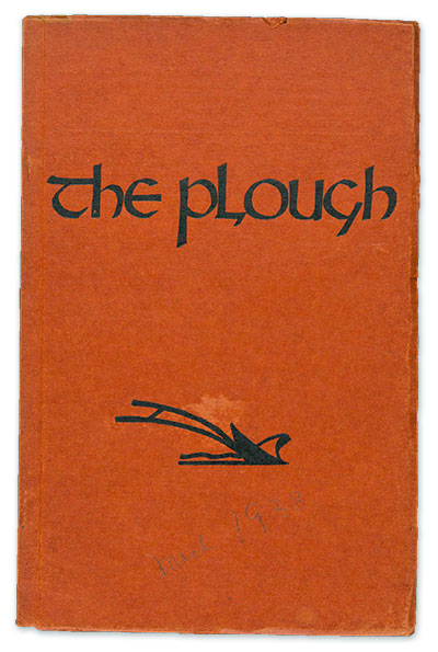 plain reddish orange cover of the first issue of Plough in 1938