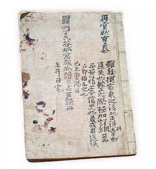 hand-lettered book of genealogical records