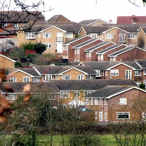 several brick houses