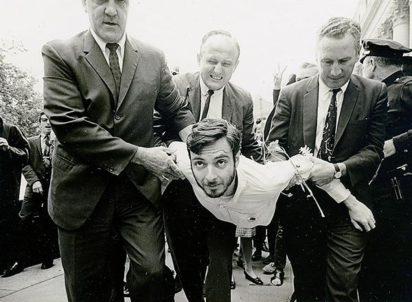Tom presents himself to begin his six-month sentence for draft-card burning, August 1968.