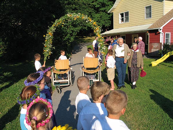 an elderly couple celebrating their sixtieth wedding anniversary