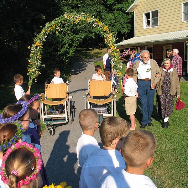 an elderly couple celebrating their sixtieth wedding anniversary