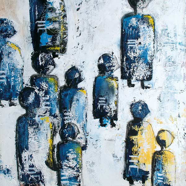 painting of people facing east