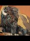 oil painting of a bison lying down