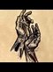 linoprint of two hands