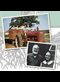 two old photos, one of a young man on a red tractor, and the other of an elderly couple