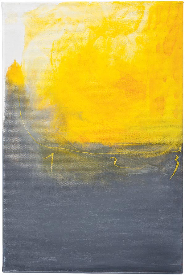 gray and yellow impressionistic painting, depicting Easter Sunday