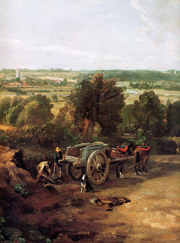 painting of doing road work with a cart and horses