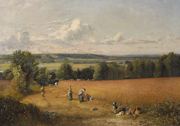painting of workers harvesting wheat