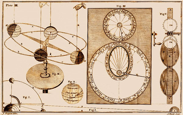 technical illustration of the distance of the sun, moon and planets