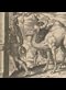 engraving of a men and a camel going through a narrow gate