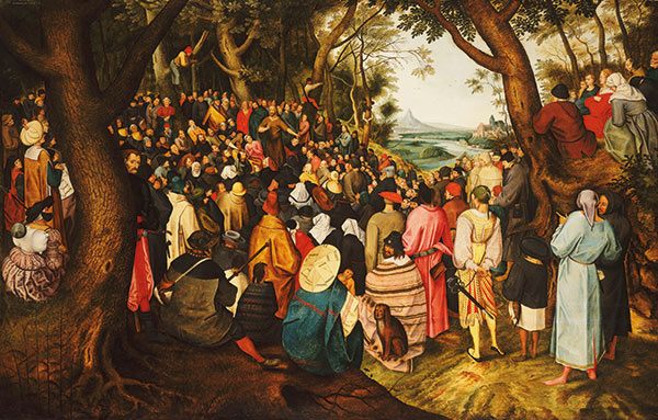 painting of a crowd listening to John the Baptist preach