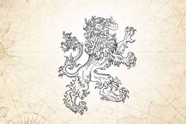 sketch drawing of a mythological lion