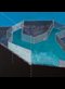 painting of blue structures