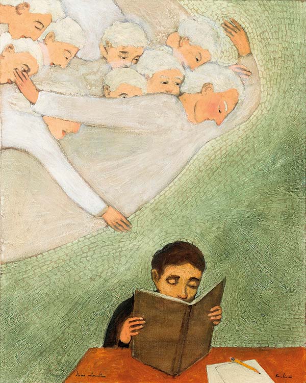 illustration of a boy reading a book