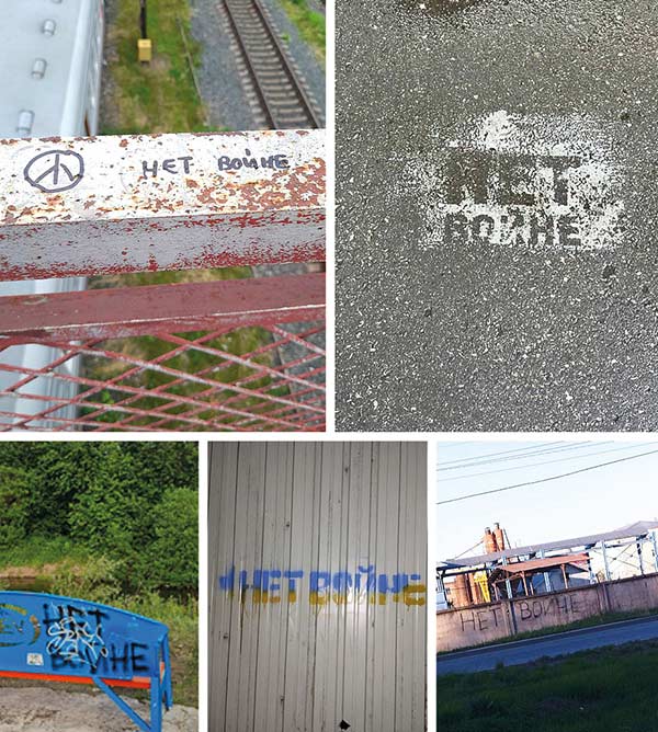 Antiwar graffiti from around Russia since the February 2022 invasion