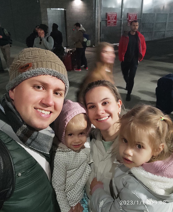 Egor Redin with his wife and daughters