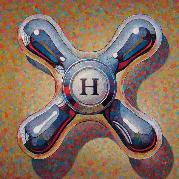 painting of a hot water handle