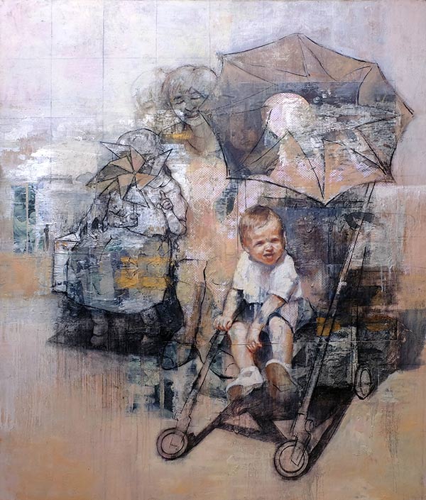 painting of a child in a stroller