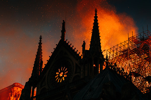 Notre-Dame Cathedral on fire