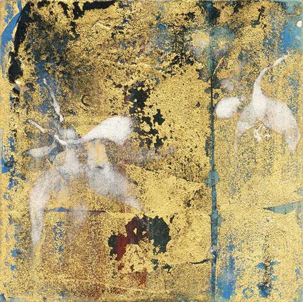 mineral pigments and gold on kumohada paper
