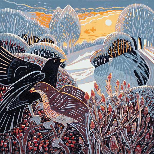 illustration of birds in winter