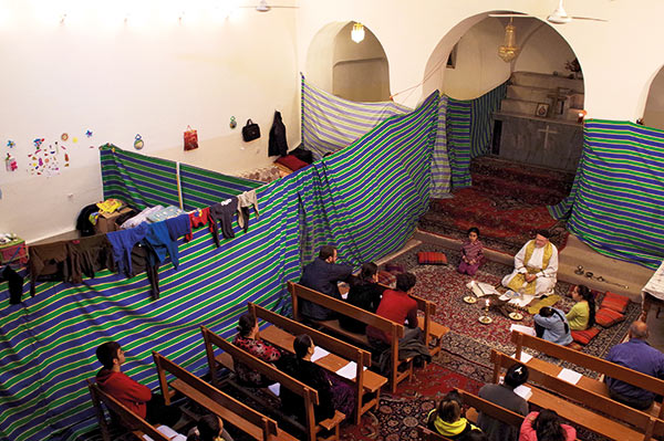 a church in Iraq used for displaced families