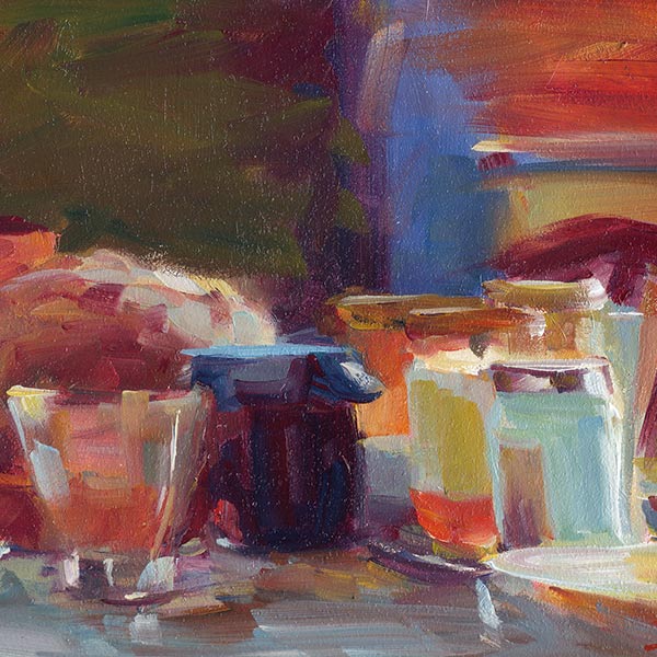 painting of a set table