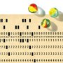 an IBM punched card with marbles