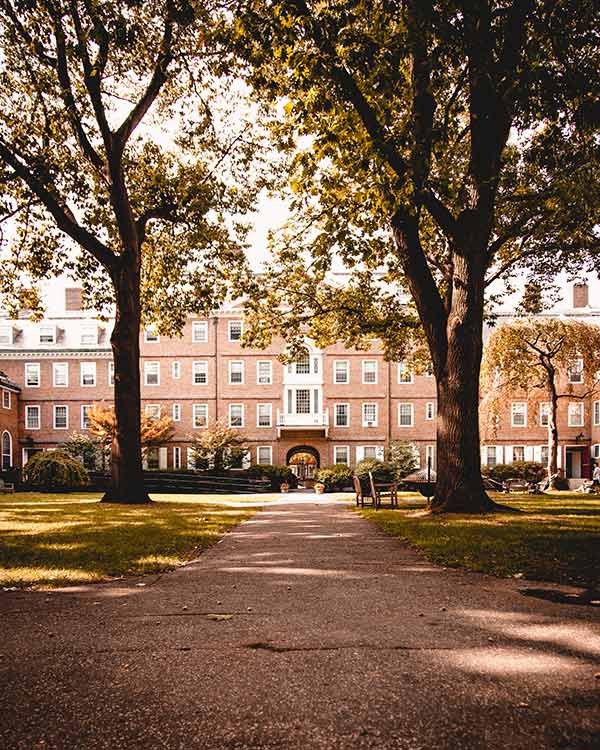 a path leading to a university building