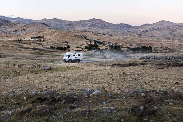 vehicle in a barren landscape
