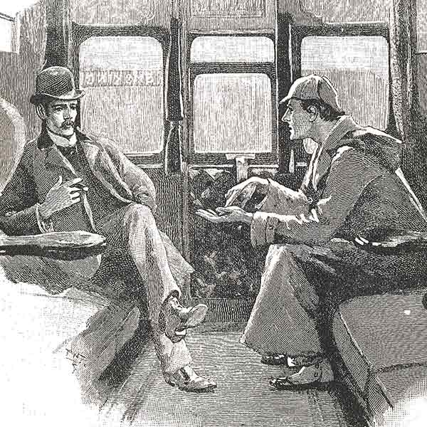 drawing of two people sitting down and talking