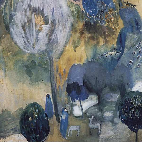 abstract brown and blue painting