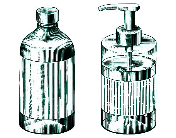 illustration of soap bottles