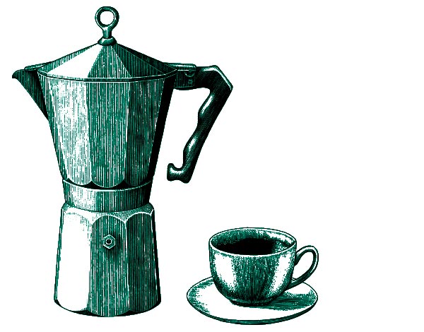 illustration of a coffee pot and mug