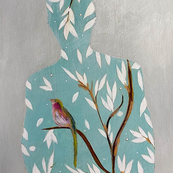 illustration of a bird singing in a tree